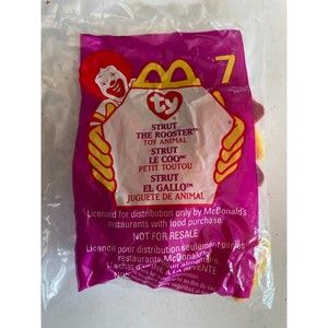 Ty Teenie Beanie Baby Strut the Rooster #7 McDonalds Happy Meal Toy 1999